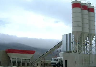 NCONMAC stationary concrete batching plant overview showing all main components for high-capacity production